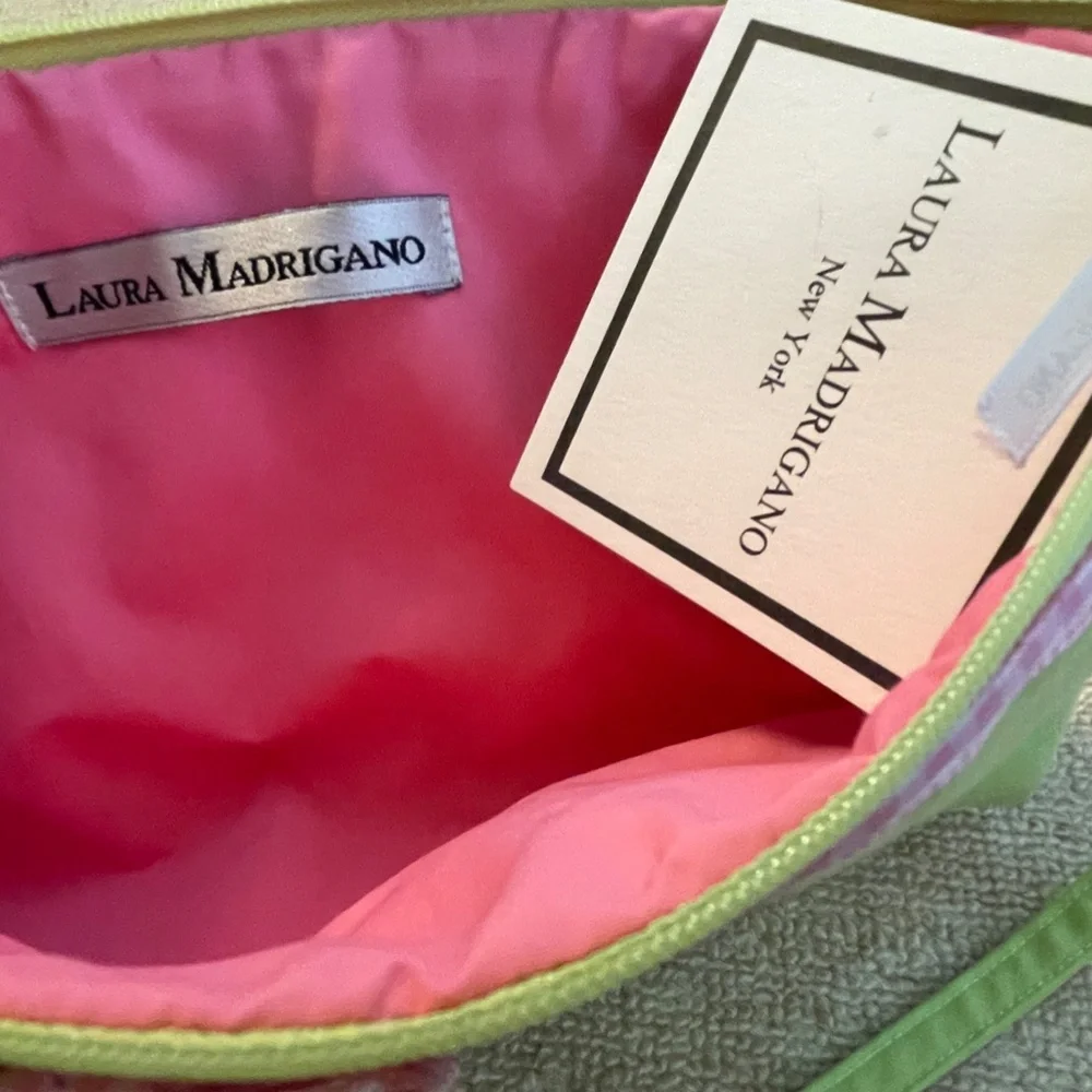 Lulu Mango Lime Shoulder Bag with Pink Gingham Trim